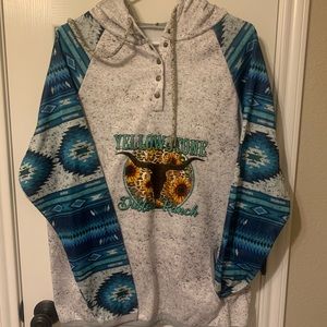Women's Yellowstone Cowboy Aztec Print Hooded Sweater